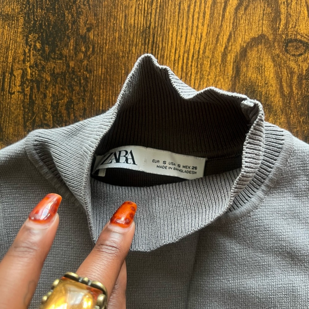 Zara Grey Turtle Neck Crop Top